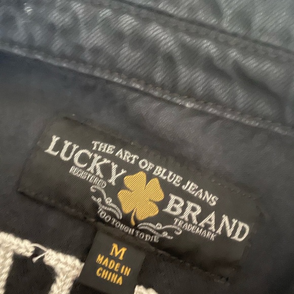 Trouble maker-lucky brand distressed jean jacket - Picture 6 of 7